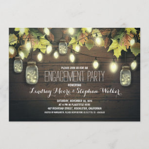 string lights mason jars fall engagement party invitation