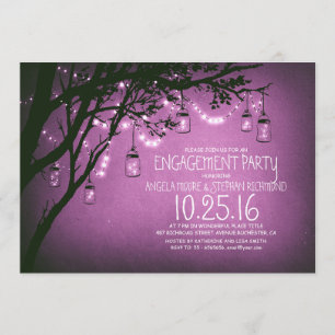 string lights mason jars vintage engagement party invitation