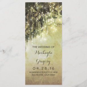 String Lights Moss Tree Branches Wedding Programs