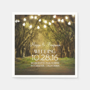 String Lights Moss Trees Paths Wedding Napkin
