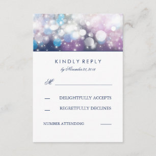 String Lights Navy Wedding RSVP Cards