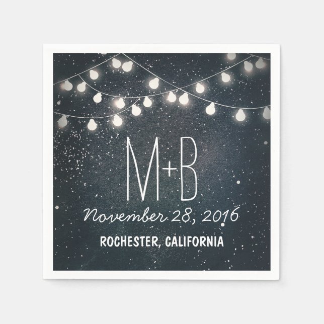 String Lights Night Stars Wedding Napkin (Front)