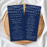 String Lights On Navy Blue Wedding Program<br><div class="desc">Simple yet elegant, the string lights on navy blue wedding collection is a stunning design featuring lovely white hanging string lights on a navy blue background, which is perfect for any modern wedding celebration. These programs can be personalized for your special occasion and would make the perfect order of service...</div>