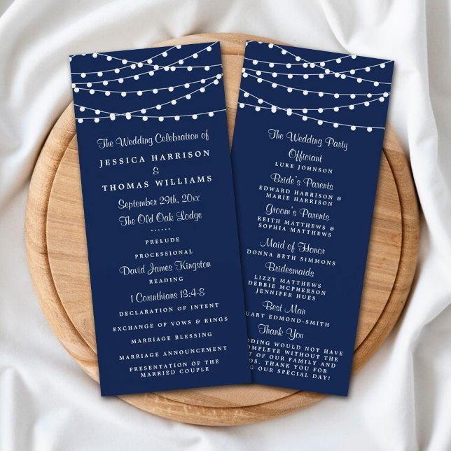 String Lights On Navy Blue Wedding Program (Creator Uploaded)