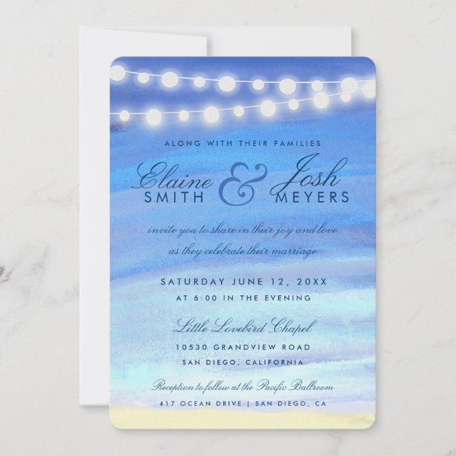 String lights on the water invitation (Front)