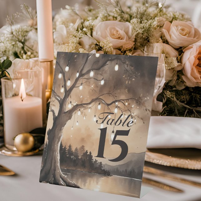 String Lights On Tree Romantic Country Wedding  Pedestal Sign (Creator Uploaded)