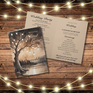 String Lights On Tree Romantic Country Wedding Program