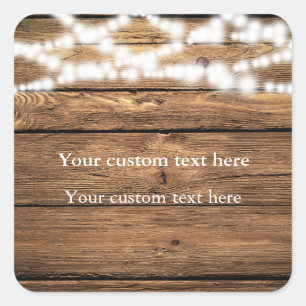 String Lights on Wood Rustic Elegant Sticker Favou