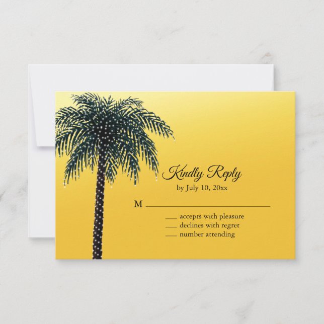 String Lights Palm Tree Golden RSVP (Front)