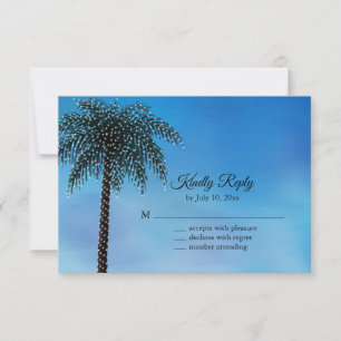 String Lights Palm Tree RSVP Watercolor Card