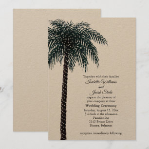 String Lights Palm Tree Wedding Invitation sur Kra