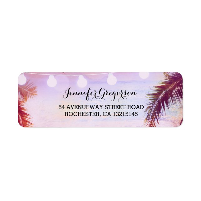 String Lights Palms Beach Sunset Retour Mariage (Devant)
