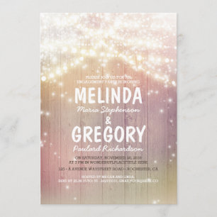 String Lights Pastel Rustic Barn Engagement Party Invitation