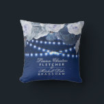 String lights Photo Wedding Throw Pillow<br><div class="desc">String lights stars Blue Elegant Wedding design Luxury and modern Floral design is perfect for Blue Theme Wedding and Winter Weddings. Matching products can be found in Blue Stars Wedding collection. You are welcome to visit my store for more beautiful products.</div>