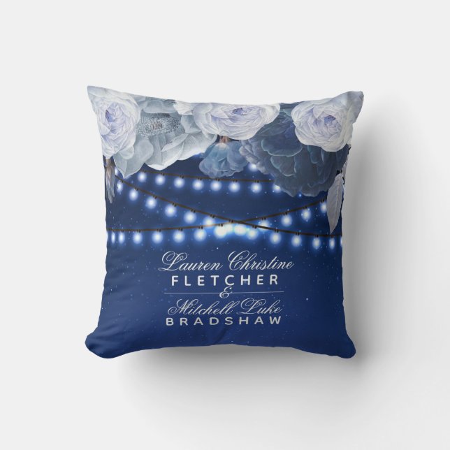 String lights Photo Wedding Throw Pillow (Front)