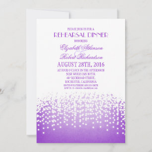 string lights purple elegant rehearsal dinner invitation