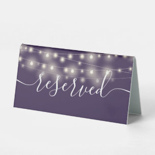 String Lights Purple Script Reserved