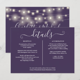 String Lights Purple Wedding Details Info Invitation