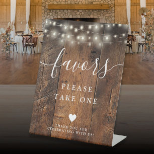 String Lights Rustic Boho Barn Wood Favours Pedestal Sign