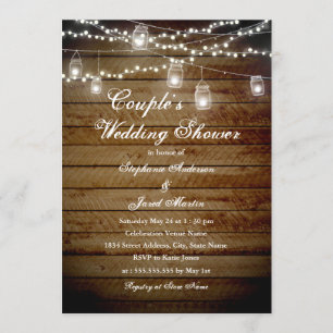 String Lights Rustic Couples Wedding Shower Card