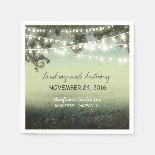 String lights rustic paper napkins (Front)