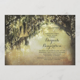 string lights rustic tree vintage bridal shower invitation