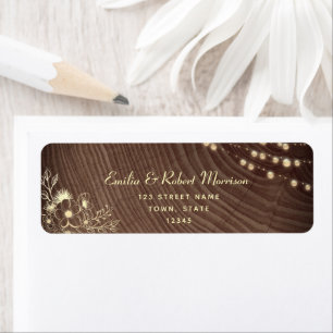 String Lights Rustic Wood Return Address