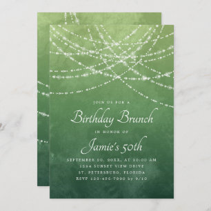 String Lights Sage Green Birthday Brunch Invitation
