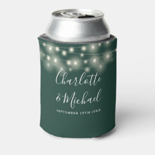 String Lights Signature Script Emerald Wedding Can Cooler