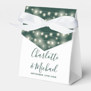String Lights Signature Script Emerald Wedding Favor Box