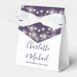String Lights Signature Script Purple Wedding Favor Box