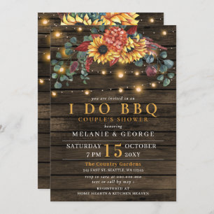 String Lights Sunflowers I DO BBQ Couples Shower  Invitation