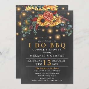 String Lights Sunflowers I DO BBQ Couples Shower Invitation