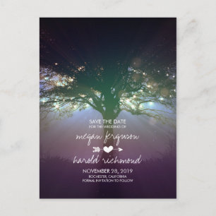 String Lights Tree Rustic Save the Date Announcement Postcard