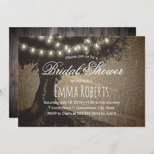 String Lights Vintage Tree Old Page Bridal Shower Invitation