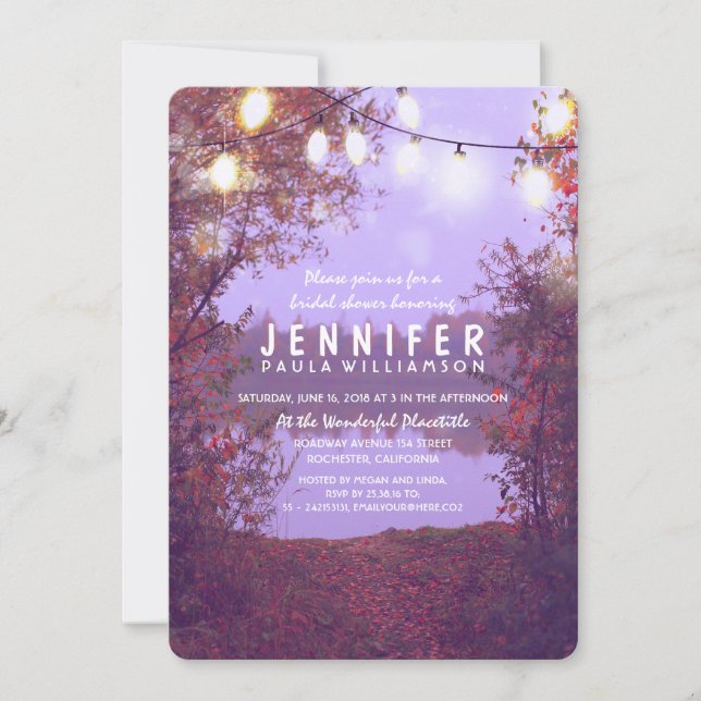 String Lights Waterfront Rustic Bridal Shower Invitation (Front)