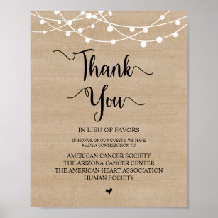 String Lights, Wedding Donation, Contribution Poster