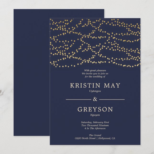 String Lights Wedding Invitation (Front/Back)