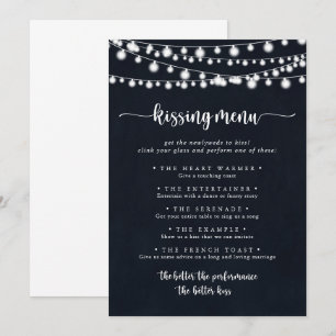String Lights Wedding Kissing Menu Game Card