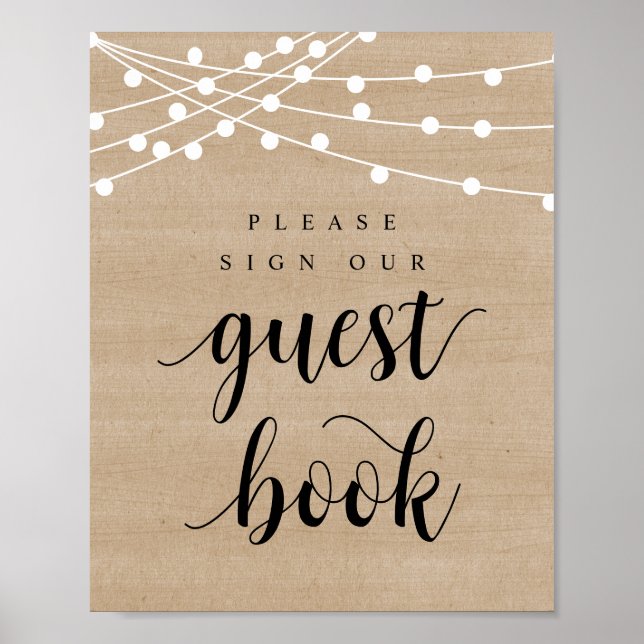 String Lights, Wedding Sign Our Guest Book Poster (Front)
