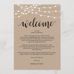String Lights, Wedding Welcome and Itinerary Card