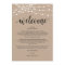 String Lights, Wedding Welcome and Itinerary Card