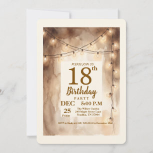String Lights Wood Birthday Invitation