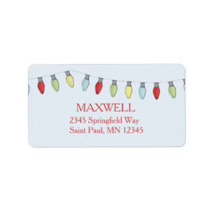 String of Christmas Lights Editable Label