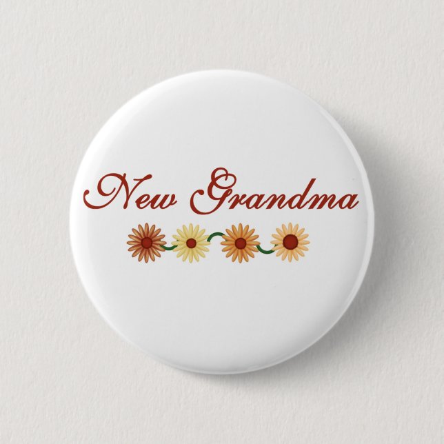 String of Flowers New Grandma 2 Inch Round Button (Front)