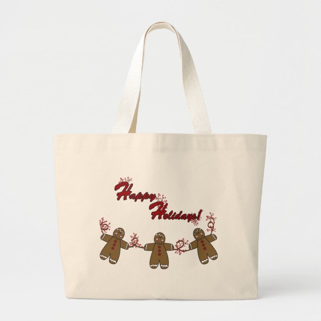 String of Gingerbreadmen Large Tote Bag (Front)