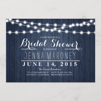 String of Glowing Lights Blue Back Bridal Shower Invitation