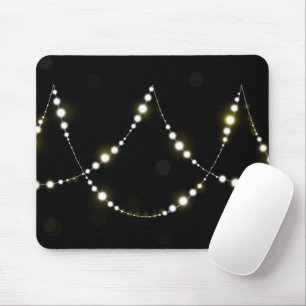 String of Glowing Lights on Black Mouse Pad