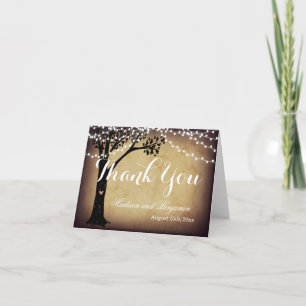 String of Light Oak Tree Wedding Thank You Cards