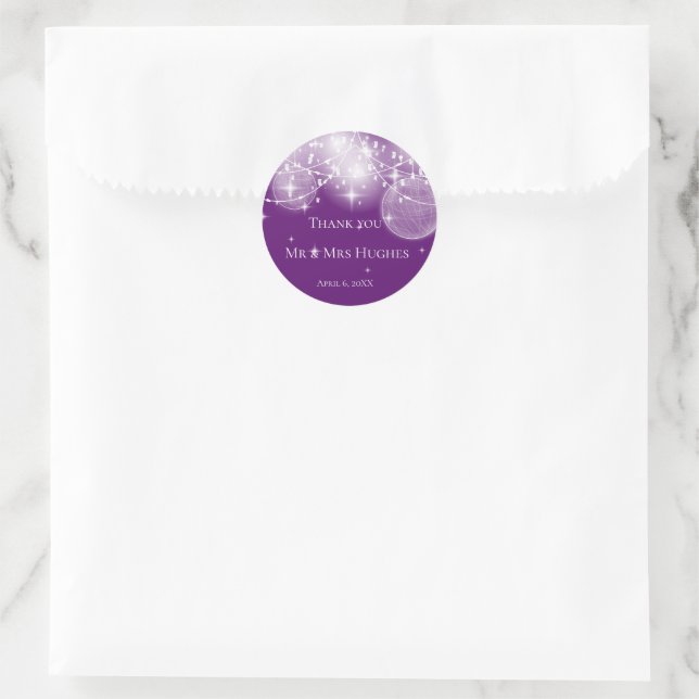 String of lights and shiny stars design thank you classic round sticker (Bag)